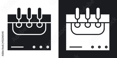 Ice cream maker icons in solid black and white collection