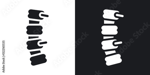 Human spine icons in solid black and white collection