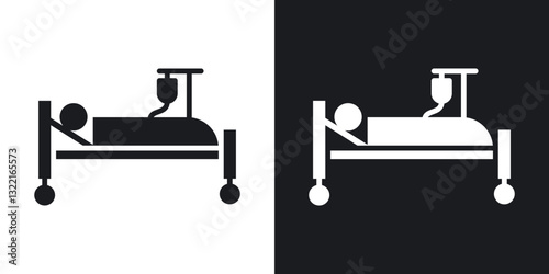 Hospitalized icons in solid black and white collection