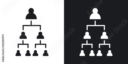 Hierarchical structure icons in solid black and white collection