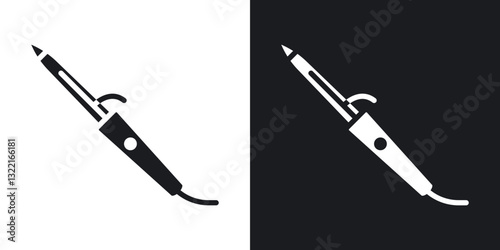 Hair curler icons in solid black and white collection