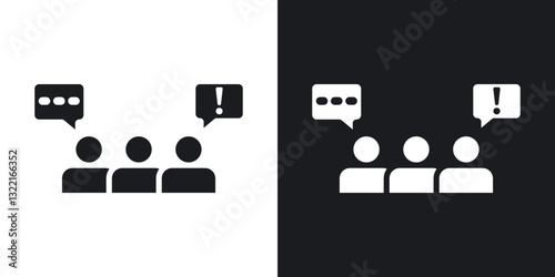 Group discussion icons in solid black and white collection