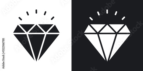 Gemstone icons in solid black and white collection