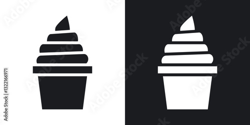 Frozen yogurt icons in solid black and white collection