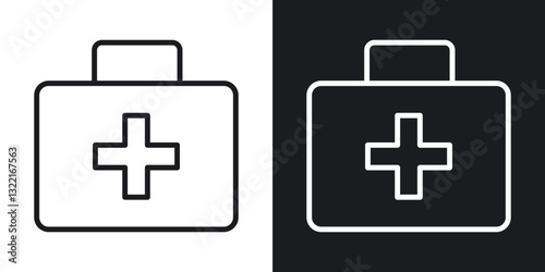 First aid kit icons in solid black and white collection