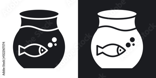Fish bowl icons in solid black and white collection