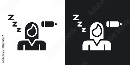 Fatigue icons in solid black and white collection