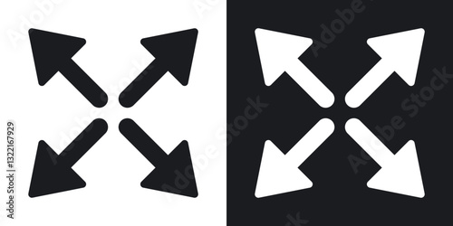 Expand arrows icons in solid black and white collection