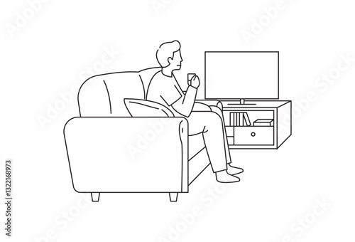 Watching Tv vectors, A collection of people lounging comfortably on couches is showcased. The scenes feature couples, families with children, and individuals enjoying peaceful moments at home. 