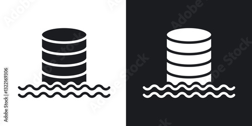 Data lake icons in solid black and white collection