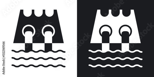 Dam icons in solid black and white collection