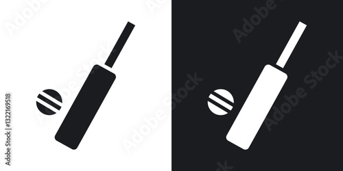 Cricket icons in solid black and white collection