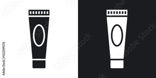 Cream tube icons in solid black and white collection