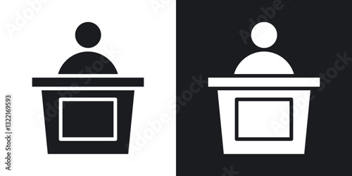 Court trial icons in solid black and white collection