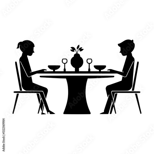 silhouette of a couple in cafe