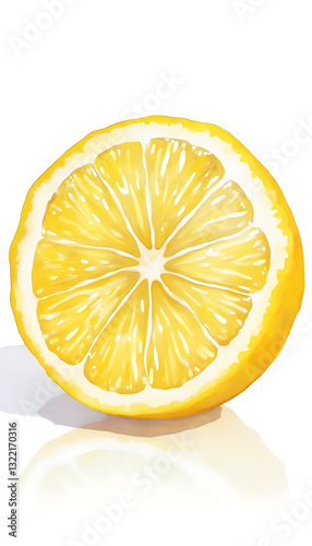 Wrinkled lemon wedge painted in soft watercolor tones with delicate brushstrokes