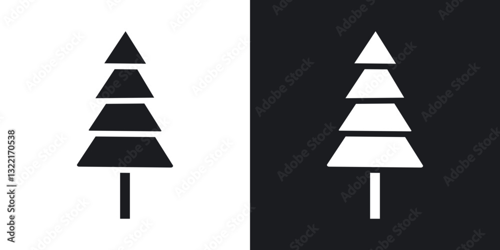 Christmas tree icons in solid black and white collection Christmas tree icons in solid black and white collection