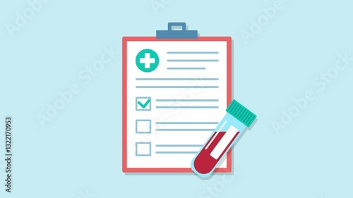 Wallpaper Mural Medical questionnaire with blood test results. All results are correct. There is a vial of blood for testing on the questionnaire. Torontodigital.ca