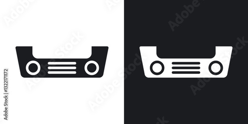 Car bumper icons in solid black and white collection