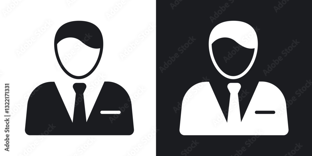 Businessman icons in solid black and white collection Businessman icons in solid black and white collection