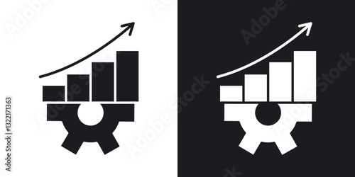 Business performance icons in solid black and white collection