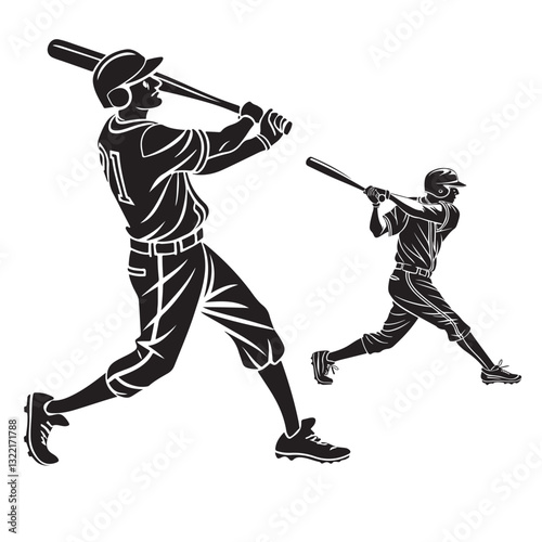 baseball player silhouette vector