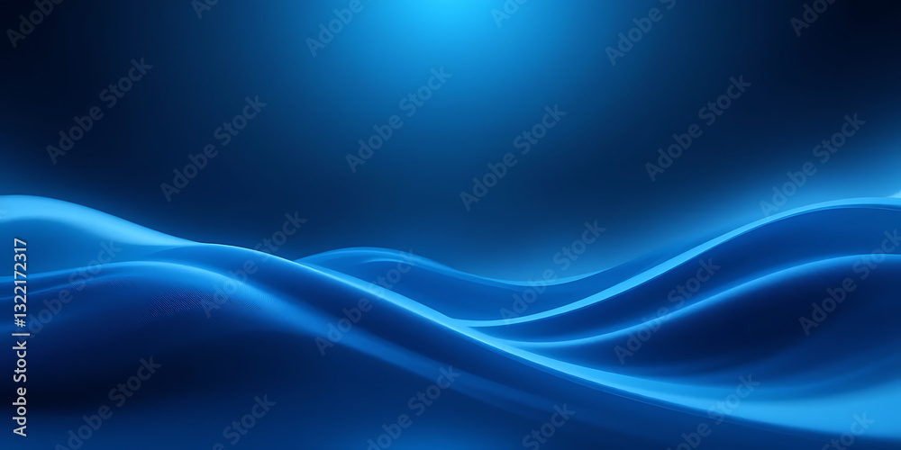 Fototapeta premium A futuristic and dynamic abstract background featuring glowing blue waves with a smooth, digital texture. The vibrant light effects create depth and a modern, high-tech feel.