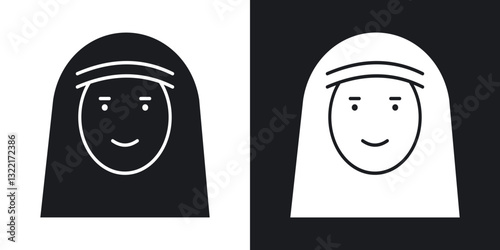 Arab woman icons in solid black and white collection