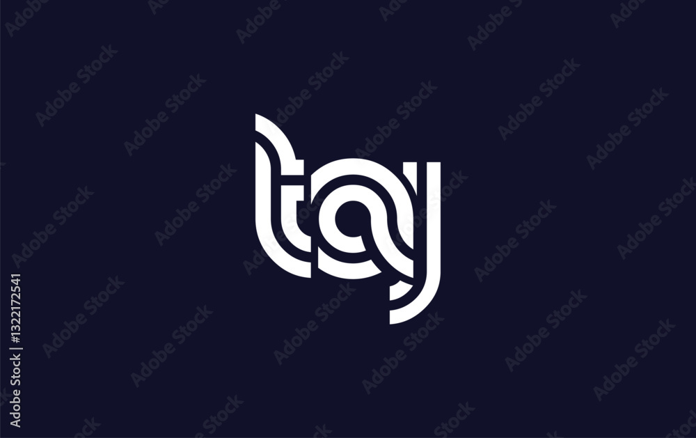 Obraz premium TAJ Creative Unique Modern Letter Logo Design. Stylized logo featuring a unique letter design, presenting abstract minimalist aesthetics and modern appeal.
