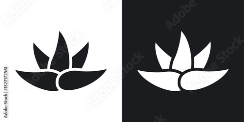 Aloe vera icons in solid black and white collection