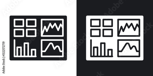 Admin panel icons in solid black and white collection