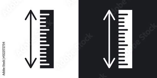 Adjustable height icons in solid black and white collection