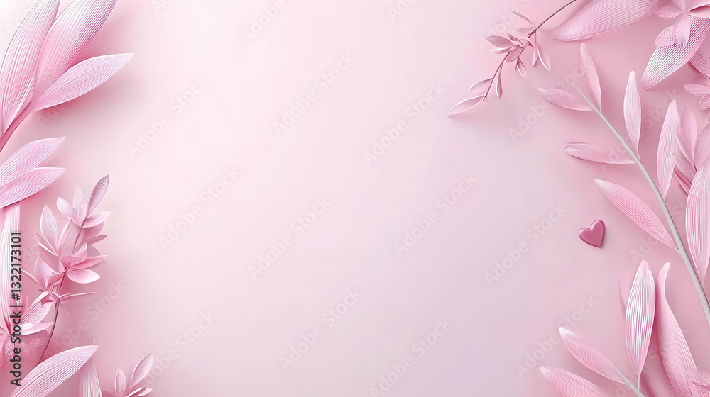 Soft Pink Floral Background with Heart Shapes for Romantic Themes Soft Pink Floral Background with Heart Shapes for Romantic Themes