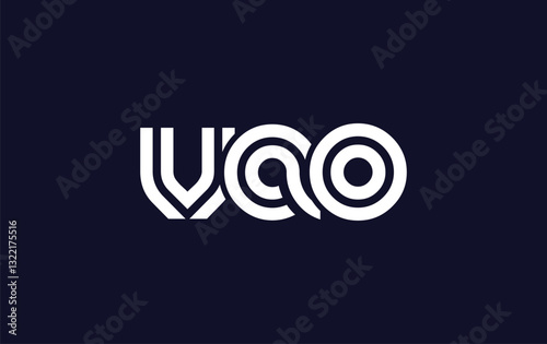 VAO Creative Unique Modern Letter Logo Design. Stylized logo featuring a unique letter design, presenting abstract minimalist aesthetics and modern appeal.