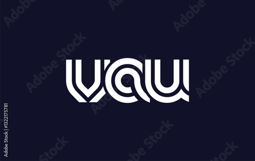 VAU Creative Unique Modern Letter Logo Design. Stylized logo featuring a unique letter design, presenting abstract minimalist aesthetics and modern appeal.