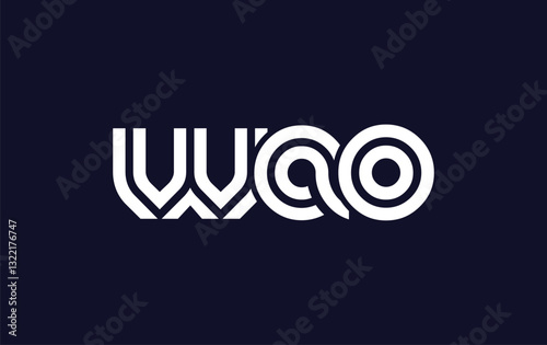 WAO Creative Unique Modern Letter Logo Design. Stylized logo featuring a unique letter design, presenting abstract minimalist aesthetics and modern appeal.