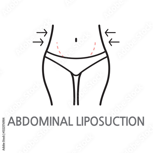 17.ABDOMINAL LIPOSUCTION.Abdominal,  Abdominal Fat Inhalation Icon. Edible Illustration Icon on White Background. EPS, PNG, JPG