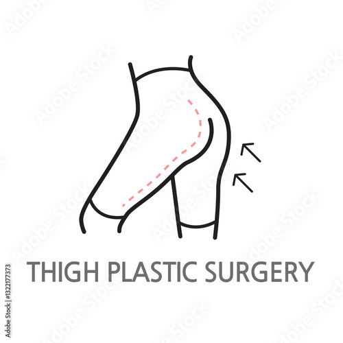 21.THIGH PLASTIC SURGERY.leg icon. Edible thigh, leg line illustration icon on white background. EPS, PNG, JPG
