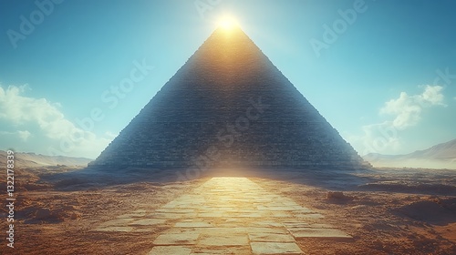 Wallpaper Mural Artistic structure of a block pyramid standing out vividly against a glowing blue sky Torontodigital.ca