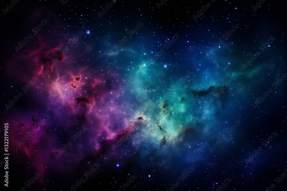 Fototapeta premium Cosmic Clouds Vibrant Galaxy With Nebula, Stars, And Dust, A Space Exploration Background