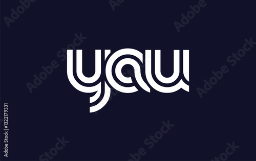 YAU Creative Unique Modern Letter Logo Design. Stylized logo featuring a unique letter design, presenting abstract minimalist aesthetics and modern appeal.