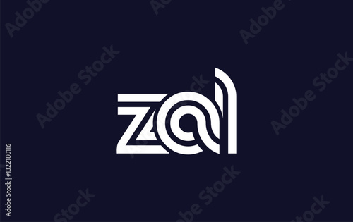 ZAL Creative Unique Modern Letter Logo Design. Stylized logo featuring a unique letter design, presenting abstract minimalist aesthetics and modern appeal.