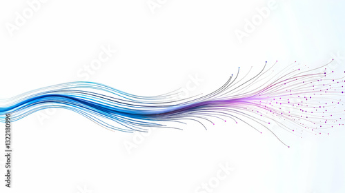 Wallpaper Mural Dynamic Blue And Purple Digital Wave Of Particles Flowing Across A White Background In An Abstract Representation Of Technology And Data Torontodigital.ca