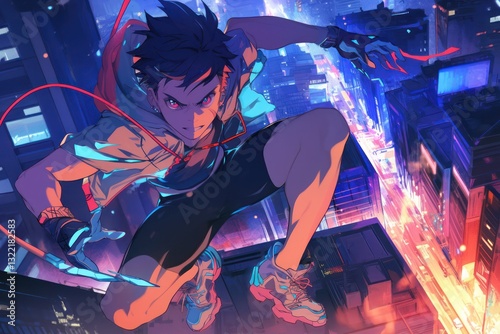 A Young Person Defies Gravity in the Urban Metropolis