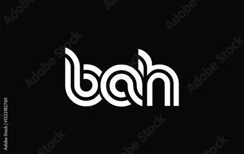 BAH Creative Unique Modern Letter Logo Design. Stylized logo featuring a unique letter design, presenting abstract minimalist aesthetics and modern appeal.