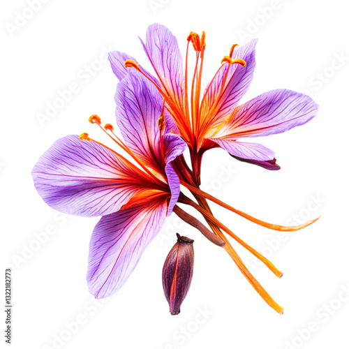 Exquisite Saffron Crocus Flowers Vibrant Purple and Orange Petals Delicate Beauty