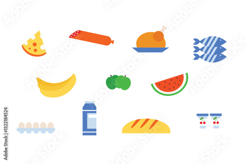 Set of food icons. Vector  minumal illustration set.	