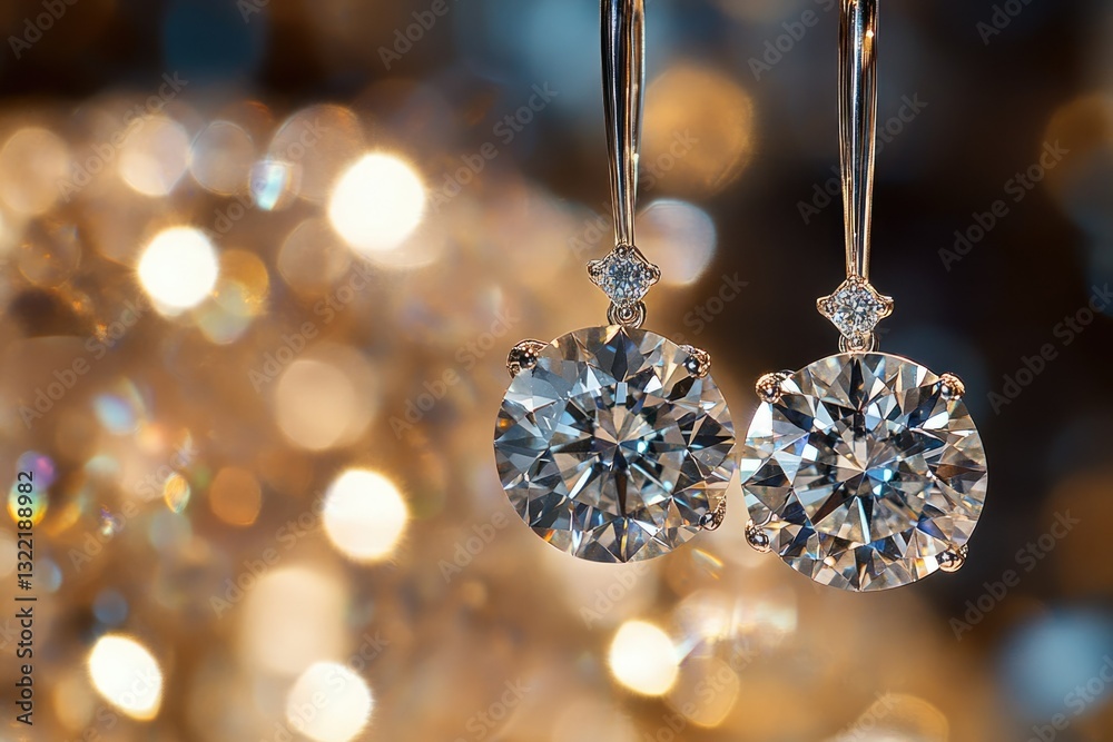 Elegant diamond drop earrings, sparkling brilliance, luxury jewelry. Elegant diamond drop earrings, sparkling brilliance, luxury jewelry.