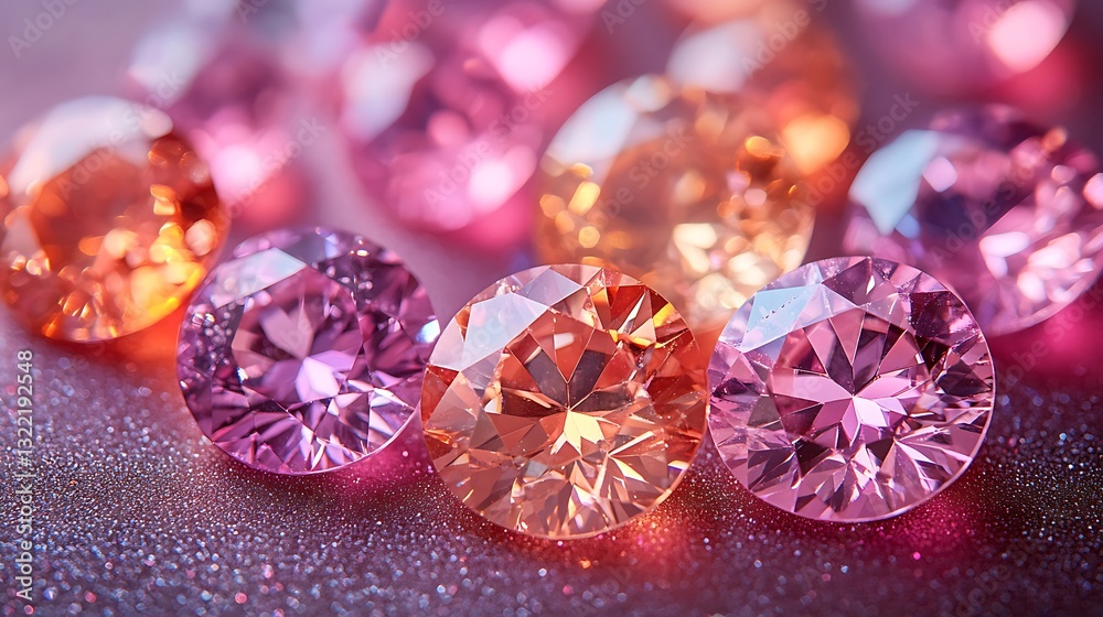 Fototapeta premium A radiant gemstone composition reflecting bright hues and delicate patterns in a luxurious presentation