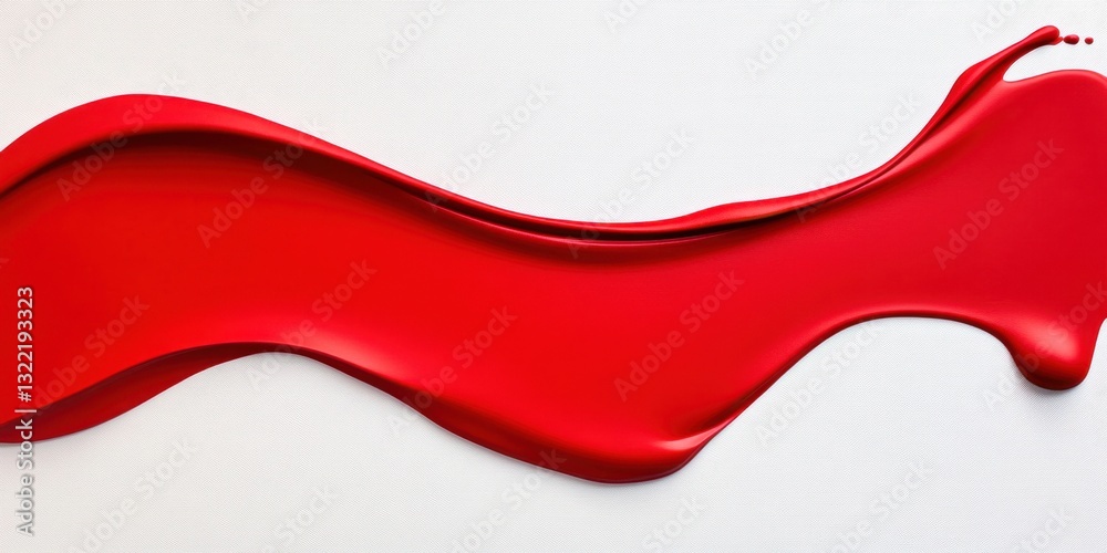Vibrant red splash of oil on a white canvas. Rich, glossy texture.